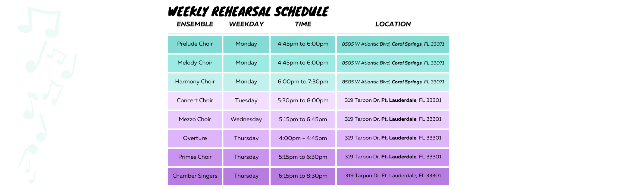 Rehearsal Schedule