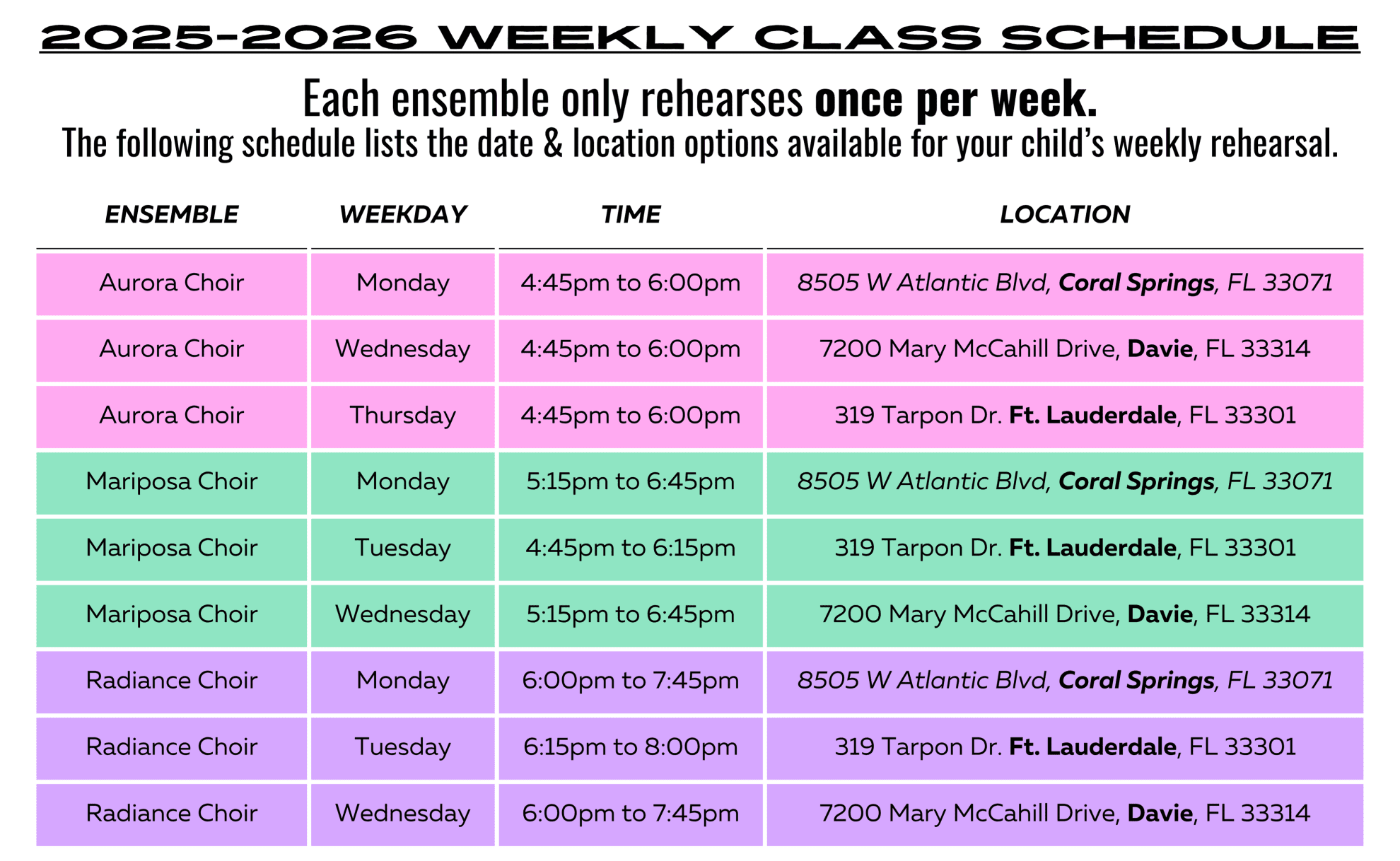 Class Schedule
