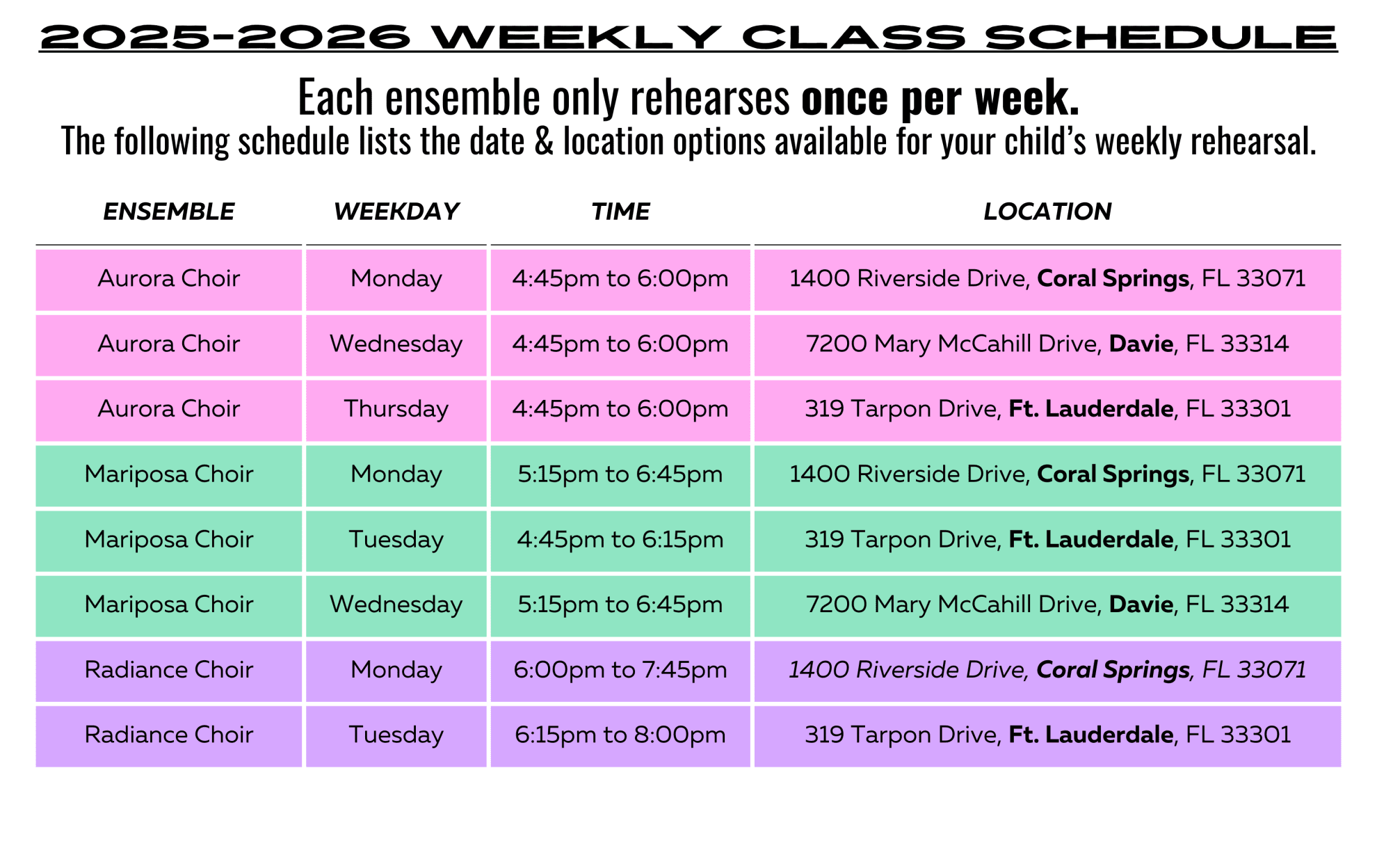 Class Schedule